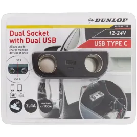 podwojny-rozdzielacz-samochodowy-dunlop-12v-24v-usb-a-i-usb-c-2-4a