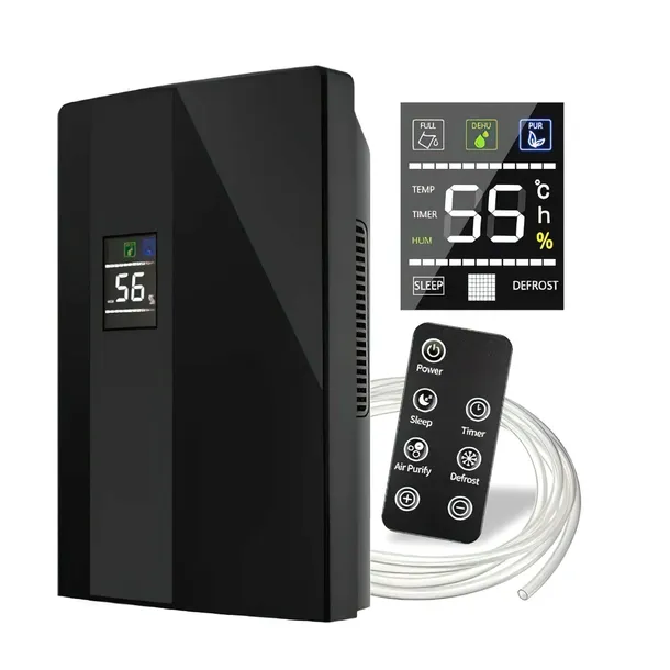 Osuszacz Powietrza Czarny 65W 2000ml 270ml/24h LCD Pilot Kraft&Dele