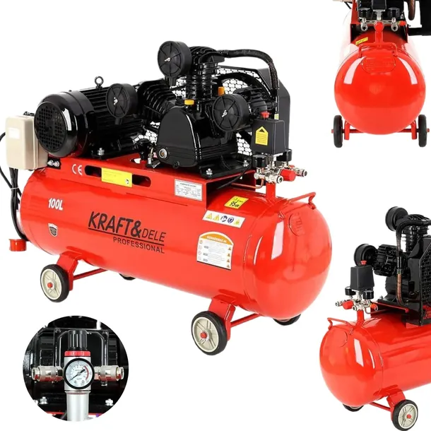 KOMPRESOR POWIETRZA 100L 3 TŁOKI 8 BAR SEPARATOR SPREŻARKA OLEJOWY 400V