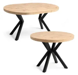 stol-okragly-dab-artisan-o110-rozkladany-do-210-cm-nogi-czarne-metal-x