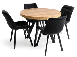 stol-okragly-rozkladany-o110-210-cm-dab-craft-4-krzesla-velvet-czarny