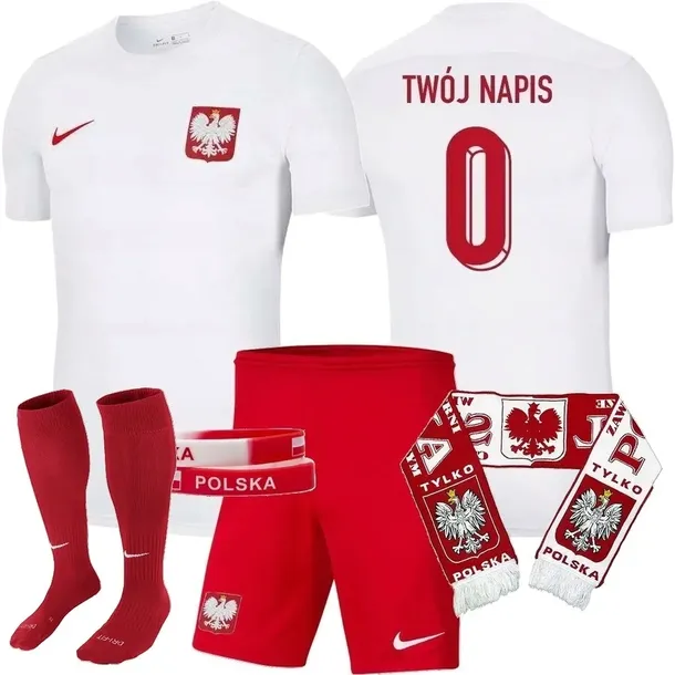 POLSKA KOSZULKA NIKE DZIECIĘCY Strój + szalik + twój nadruk - M -137-147cm