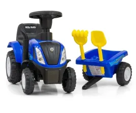 jezdzik-new-holland-t7-traktor-z-przyczepka-grabki-lopatka-niebieski-blue