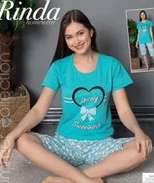 damska-pizama-z-tureckiej-bawelny-z-krotkim-rekawem-na-lato-l-turkus-2166