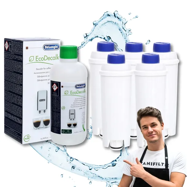 5x FILTR WODY do ekspresu DELONGHI DINAMICA i odkamieniacz Ecodecalk 500ml