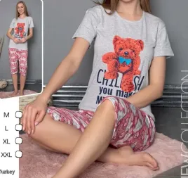 damska-pizama-z-tureckiej-bawelny-z-krotkim-rekawem-na-lato-m-szara-1985