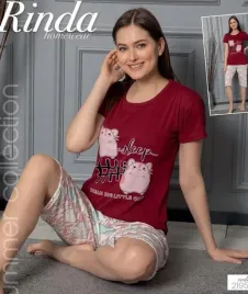 damska-pizama-z-tureckiej-bawelny-z-krotkim-rekawem-na-lato-xl-bordowa-2195