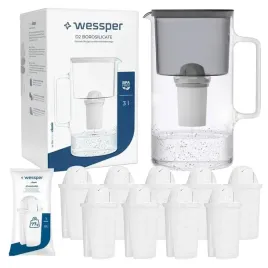 dzbanek-filtrujacy-szklany-wessper-3l-czarny-10x-filtr-aquaclassic-77g