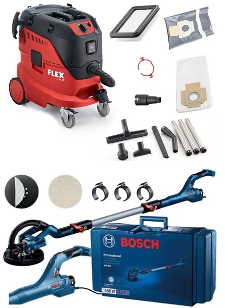 FLEX ODKURZACZ S44 L AC 444146 + Bosch Żyrafa GTR550 HIT szlifierka gładzi