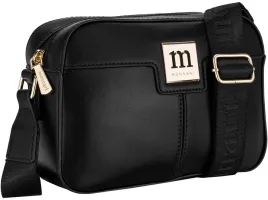 torebka-czarna-listonoszka-monnari-zlote-logo-logowany-pasek