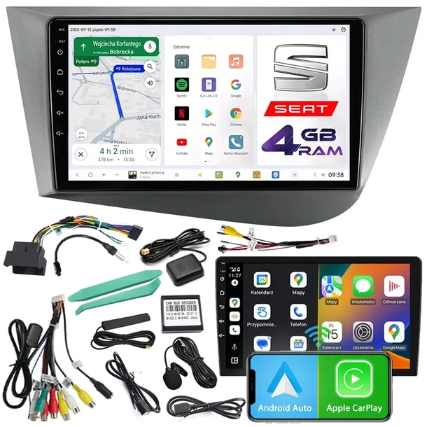 RADIO SAMOCHODOWE NCS D9 SEAT LEON 2 II 2004-2012 ANDROID 4GB LTE