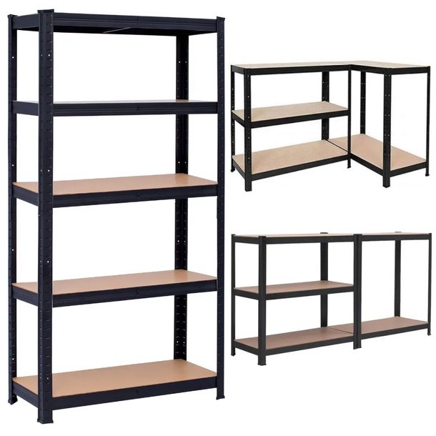 REGAŁ MAGAZYNOWY METALOWY 3w1 GARAŻOWY DO PIWNICY 875kg 180x90x40 czarny