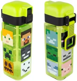 butelka-bidon-minecraft-550ml-kwadrat-steve-alex-zielona-kwadratowa