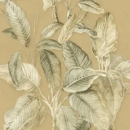tapeta-dekoracyjna-liscie-boho-zielona-brazowa-plotno-zmywalna