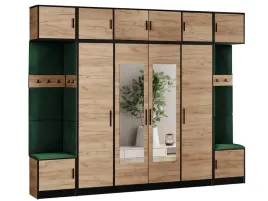 garderoba-z-nadstawka-dior-17-dab-craft-zloty-tkanina-zielona-siedzisko