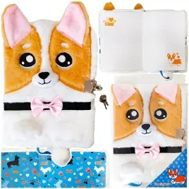 pamietnik-wlochacz-z-klodka-3d-corgi-pluszowy-notes-a5-st-majewski