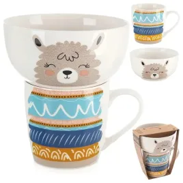 zestaw-kubek-z-miseczka-dla-dziecka-sniadaniowy-porcelanowy-lama-orion-2el