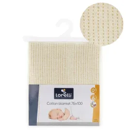kocyk-bawelniany-75x100-lekki-mily-w-dotyku-dzianina-lorelli-kremowy