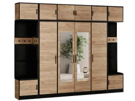 garderoba-z-nadstawka-dior-17-dab-craft-zloty-ecoskora-czarna-siedzisko