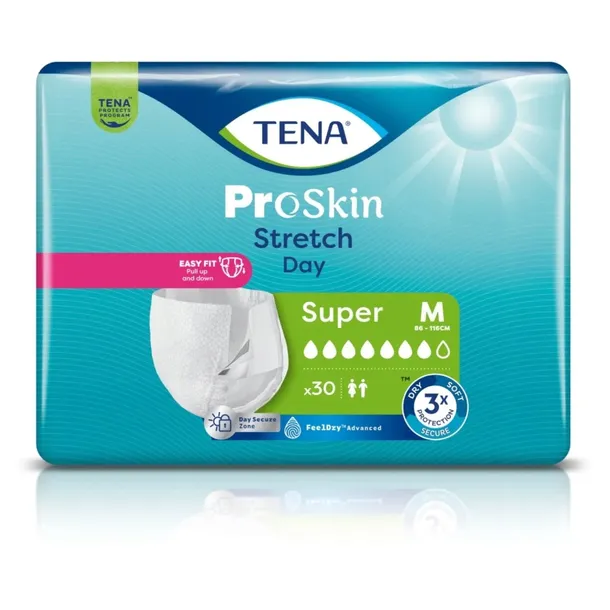 TENA STRETCH SUPER DAY pieluchomajtki M dorosłych nietrzymanie moczu 30szt