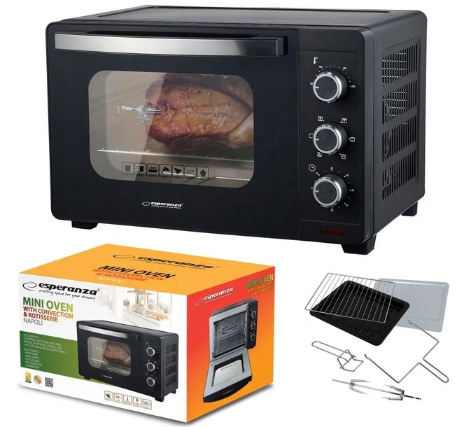 PIEKARNIK ELEKTRYCZNY 25l 1600W ROŻEN KONWEKCJA + PODWÓJNA SZYBA