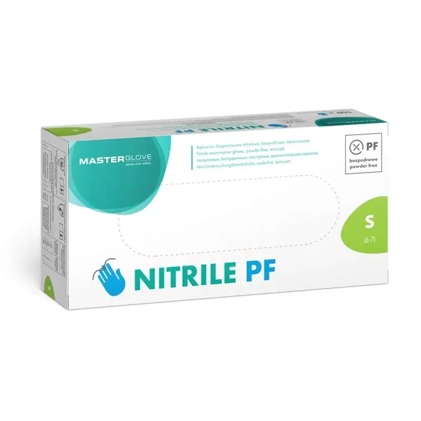 NIEBIESKIE Rękawiczki nitrylowe S 100szt. Master Glove PF Simple Blue