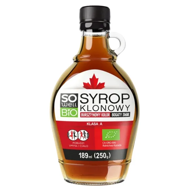 Sowell Bio Syrop Klonowy Kanadyjski Ekologiczny Bursztynowy Kolor 189 Ml