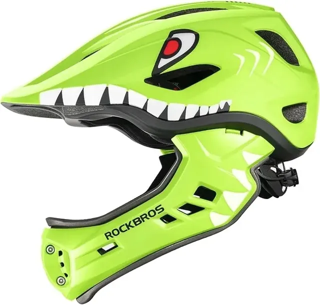 Kask Dziecięcy ROCKBROS Odpinana Szczęki 2w1 TT-32003 Green Shark S 48-52cm
