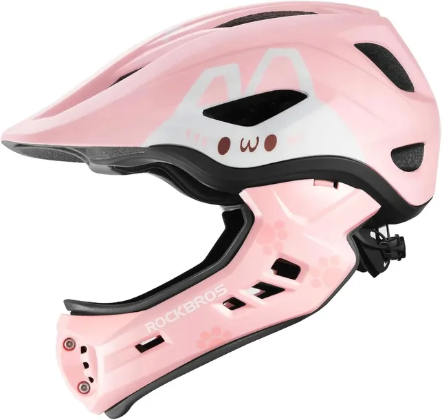 Kask Dziecięcy ROCKBROS Odpinana Szczęki 2w1 TT-32001 PINK Rabbit S 48-52cm