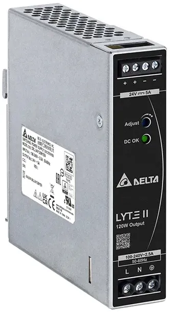 ZASILACZ NAPIĘCIOWY IMPULSOWY NA SZYNĘ DIN 120W 5A 24V DELTA ELECTRONICS