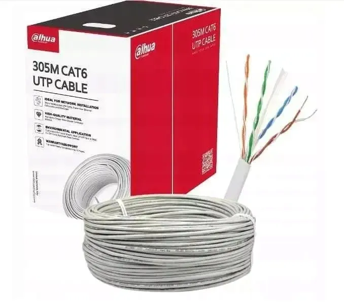 PFM920I-6UNC DAHUA KABEL SKRĘTKA UTP 6E 305M WEWNĘTRZNY DRUT MIEDŹ PVC