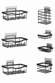 polki-ze-stali-nierdzewnej-do-lazienki-organizer-czarny-mat-5-sztuk
