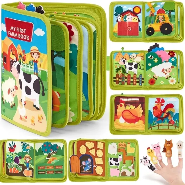 Książeczka Manipulacyjna Sensoryczna Montessori Tablica Zabawka Edukacyjna