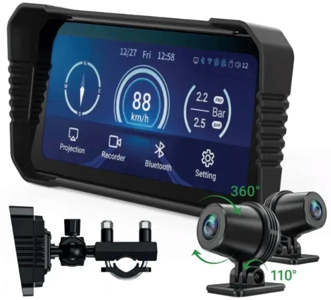 Kamera motocyklowa Nawigacja Navitel MS850 DUAL CarPlay Android Auto