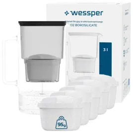 dzbanek-filtrujacy-szklany-wessper-d2-borosilicate-3l-6x-filtr-aquamax