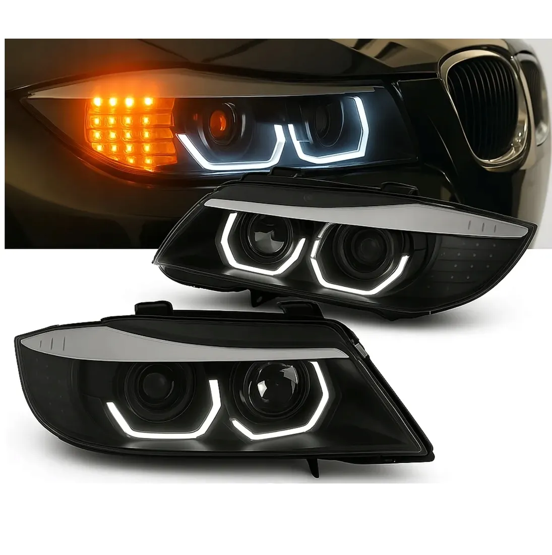 lampy-reflektory-do-bmw-e90-e91-od-2005-do-2008-ringi-3d-diodowe-kierunki