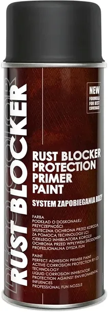 BEZPOŚREDNIO NA RDZĘ CZARNY farba podkład Rustblocker LAKIER 4W1 W SPRAYU