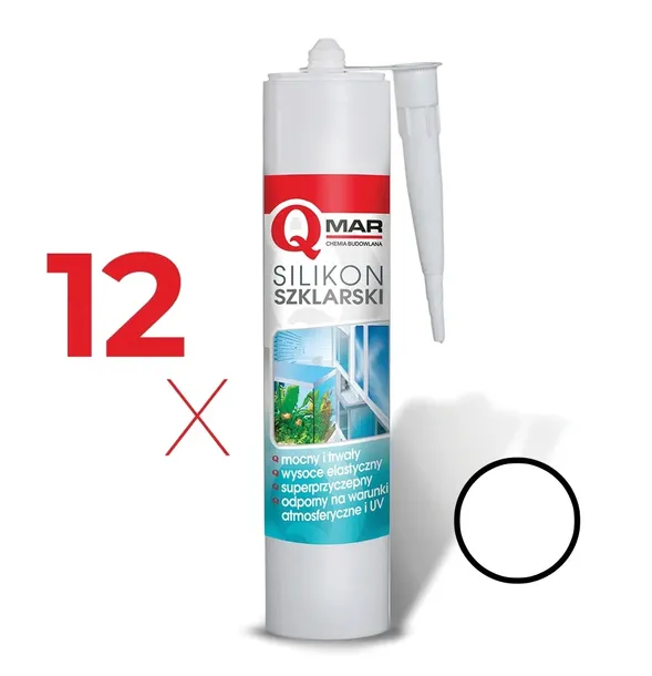 SILIKON SZKLARSKI USZCZELNIACZ BIAŁY 300ML KARTON 12 SZTUK
