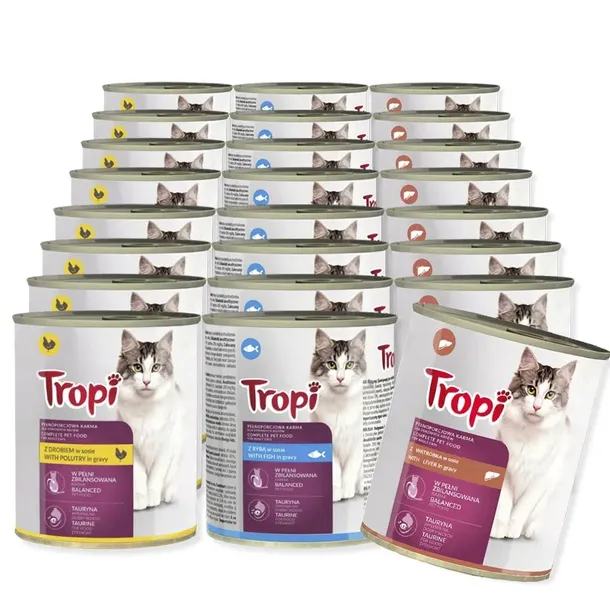 TROPI mokra karma dla kota MIX SMAKÓW Kawałki w sosie 24x830g