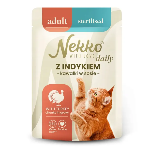 NEKKO DAILY ADULT STERILISED Indyk Sos 85g Karma Dla Kota Bezzbożowa