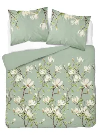 posciel-satynowa-220x200-kwiaty-magnolii-na-mietowym-tle