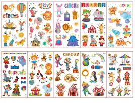 tatuaze-zmywalne-dla-dzieci-cyrk-10-arkuszy-seria-s01