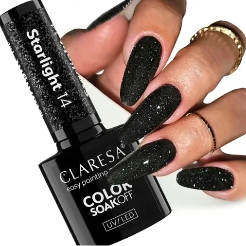 CLARESA LAKIER HYBRYDOWY STARLIGHT efekt flash CZARNY 14