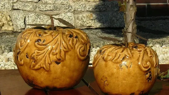 dekoracje-ceramiczne-apple-hand-made-jablka-braz-stan-nowy-stan-opakowania-oryginalne