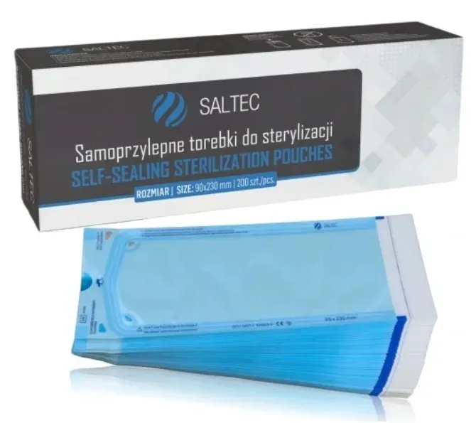 TOREBKI DO STERYLIZACJI 90x230 MM DO AUTOKLAWU SAMOPRZYLEPNE 200 SZTUK