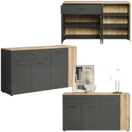 komoda-czterodrzwiowa-z-szuflada-i-lamelami-szafka-dab-evoke-grafit-esteban