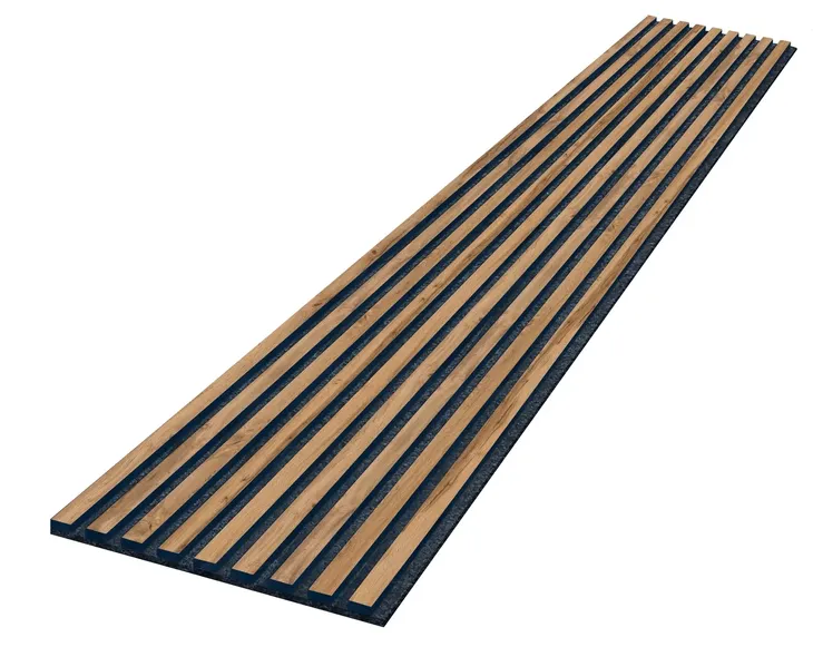 Panel ścienny lamele SLIM akustyczne Dąb Wotan na filcu 265x45 cm