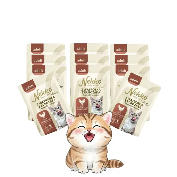 Nekko Daily Adult Wątróbka z Kurczaka w Sosie Mokra Karma Dla Kota 12x85g