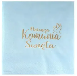 serwetki-niebieskie-pierwsza-komunia-swieta-zloty-napis