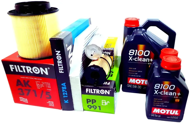4 FILTRY FILTRON 7L OLEJU MOTUL 5W30 A4 B8 A5 8T Q5 8R 3.0 TDI